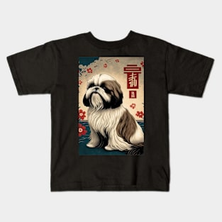 Super Cute Shih Tzu Portrait - Japanese style Kids T-Shirt